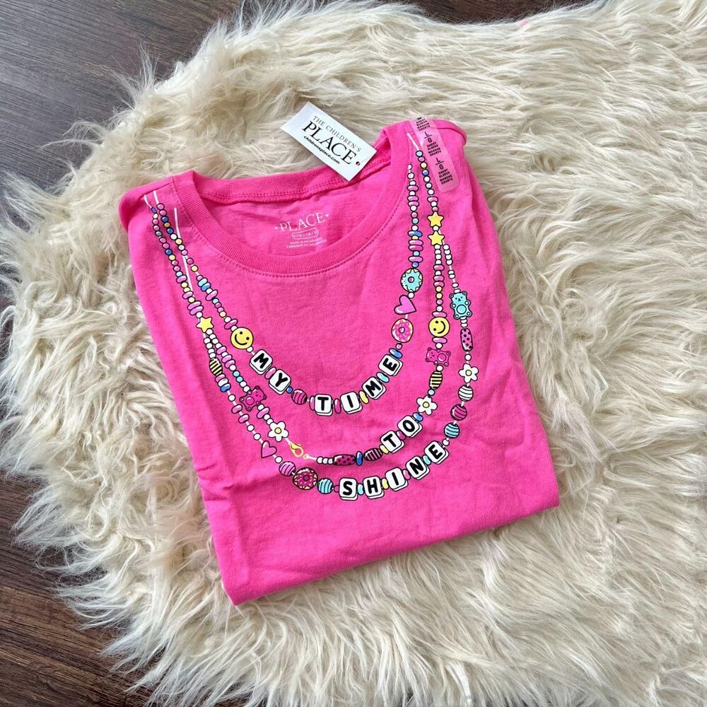 NWT Girls Necklaces Graphic Tee - pink Size L / 10 / 12